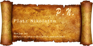 Platz Nikoletta névjegykártya
